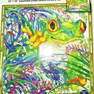 Cross Stitch Kit Design Works TREE FROG Counted #3267HL 12"x12" Sealed USA